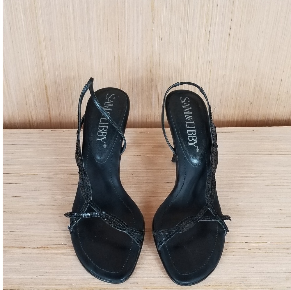 Womens Black Sequin Heels. Sam & Libby. Size 10